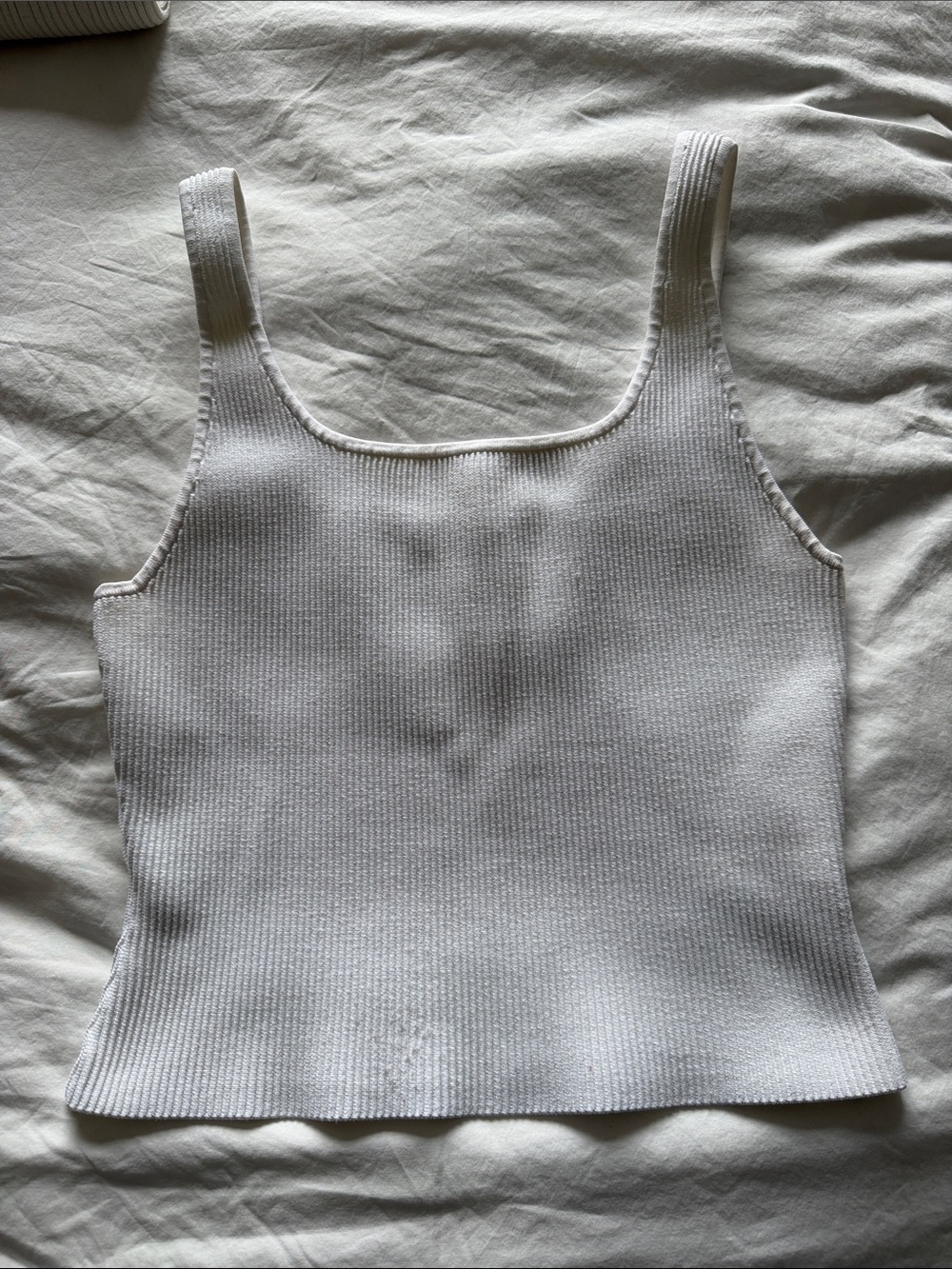 Babaton White Ribbed Square-Neck Tank